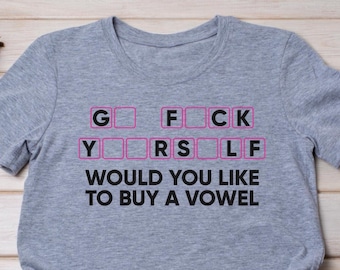 Buy a Vowel T-Shirt: Funny Game Show Parody, Sarcastic Humor