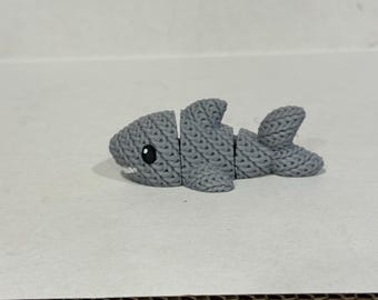 Tiburón flexible de punto impreso en 3D: juguete oceánico articulado, compañero de escritorio antiestrés, regalo único para amantes de los tiburones y tejedores.
