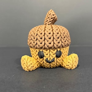 Cute Acorn 3D Printed Knitted, Unique Woodland Home Decor, Fall Ornament, Handmade Nature Gift, Rustic Knitting Lover Accessory
