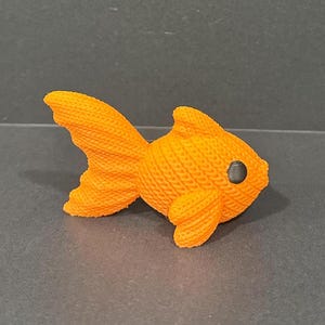 Goldfish -- 3D Printed Knitted  – Cute Faux Knit Plush Fish Toy, Kitsch Decor, Yarn-Look Goldfish Gift