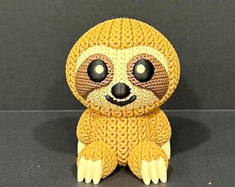 Sloth Figurine 3D-Printed “Knitted” Texture | Adorable Decor for Sloth Lovers