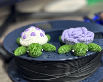 Turtle or Heart or Flower Shell, 3D Printed Knitted Texture Custom Colors Available