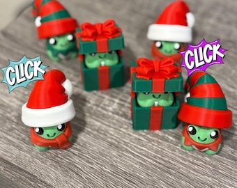 Holiday Frog Fidget Clicker 3D Printed- Elf, Santa, or Present