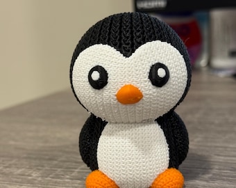 Penguin Figurine 3D Printed Knitted Texture Desk Decor - Etsy Israel