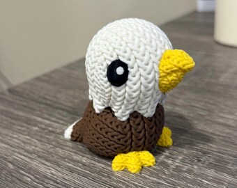 Eagle 3D Printed Knitted Texture, Unique Eagle Figurine, Handmade 3D Print Decor, Bird Lover Gift, Patriotic Nature Sculpture