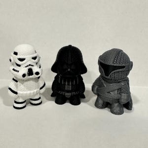 Star Wars Figures-3D Printed Knitted Figure Geek Chic-Get Them Separately or as a Set!  Mandalorian, Darth Vader, Stormtrooper