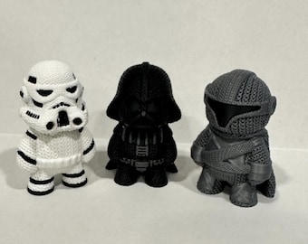Star Wars Figures:3D Printed Knitted Texture  Mandalorian, Darth Vader, Stormtrooper