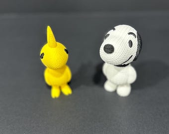 Snoopy and Woodstock 3D Printed Knitted Duo: Peanuts Fan Art Decor