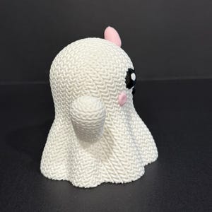 Girl Ghost Figurine Pink Bow 3D Printed Knitted Texture Halloween Decor ...