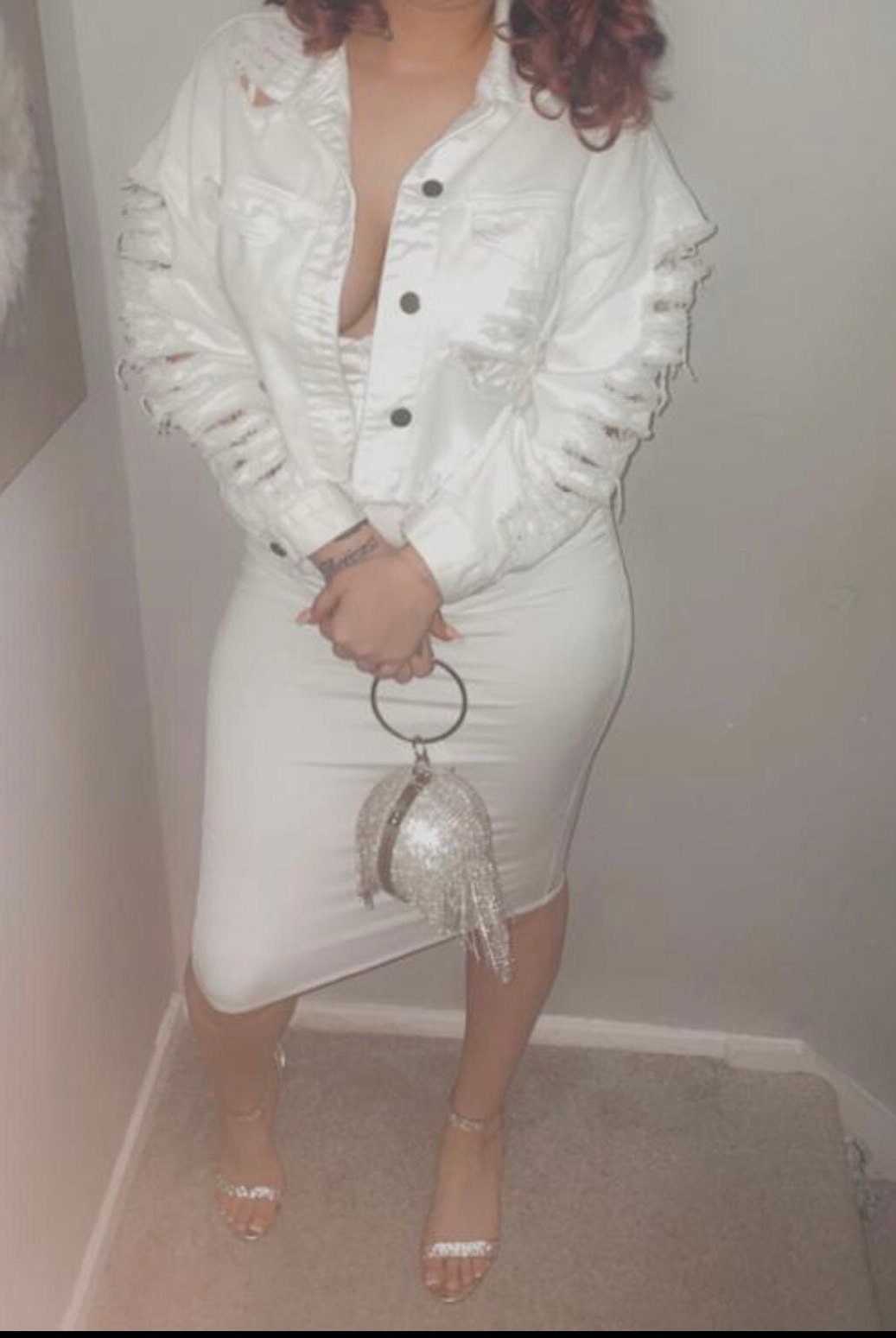 Veste en jean dechiree blanche en detresse. Veste pour dames faite a la main taille 12 femme Etsy France