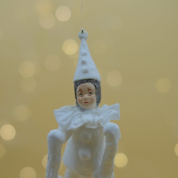 A boy dressed as a pierrot– Cotton toys cotton doll Spun Christmas Ornaments holiday gift Vintage figures decorations Christmas tree