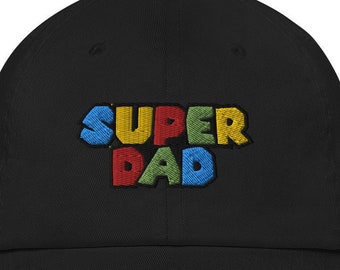 Super Dad Embroidered hat, Video Game Hat, Funny Sayings Hat, Men's Hat, Adjustable Men's Hat,