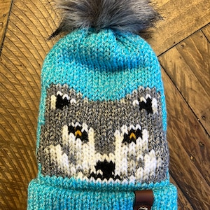 Wolf Specialty Adult Double Knit Slouchy Beanie Winter Hat NOT duplicate stitch made to order