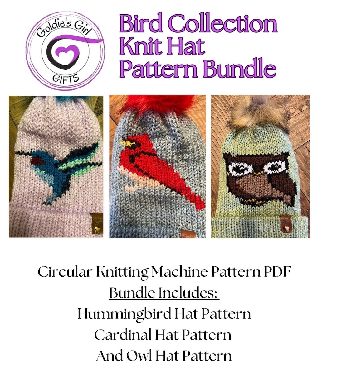 Bird Bundle Circular Knitting Machine Patterns Includes Cardinal Owl ...