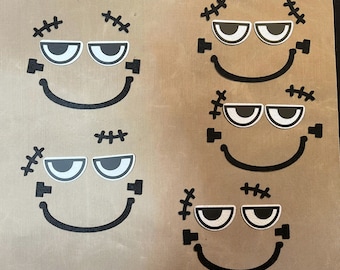 Felt Monster Face Embellishments, Amigurumi Plushie Eyes Mouths Bolts, DIY Craft Supplies (5 Sets)