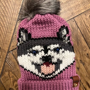 Husky Dog Specialty Adult Double Knit Slouchy Beanie Winter Hat NOT duplicate stitch made to order