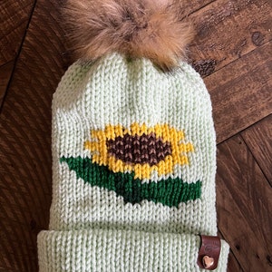 Sunflower Delight Knit Hat Pattern - Digital Pattern, Knitting Machines, Knitting Machine Pattern, Circular knitting machine, Addi & Sentro
