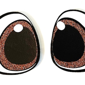 5 Sets of Brown Glitter Felt Eyes, egg shape for Amigurumi, Stuffed Animals, & Plushies, Many Sizes Available, Kawaii, cartoon eyes, Crochet