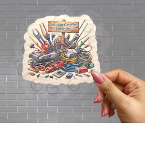 You Tube Certified Electrician Vinyl Sticker – Waterproof Funny Electrical Wires Decal for Laptops, Water Bottles, Kindles, Toolboxes & More