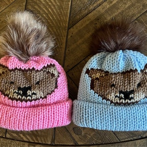 Teddy Bear Face Newborn/ Toddler Hat, Digital Pattern, Knitting Machine Pattern, Circular knitting machine, Addi knitting machine