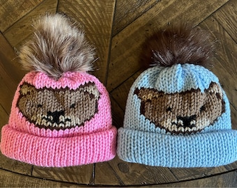 Teddy Bear Face Hat Knitting Machine Pattern, Infant Size (Digital Pattern)