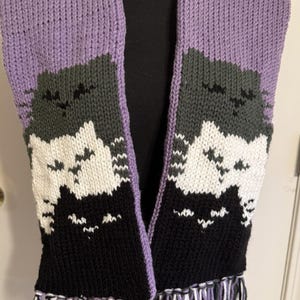 猫好き、猫好きの女性のスカーフパターン - Addi 46ピンまたはSentro 48ピンの丸編み機パターンのデジタルダウンロード。編み機