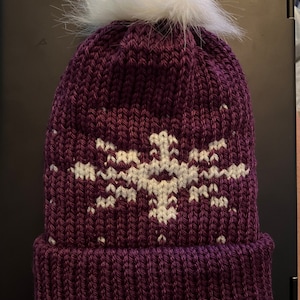 Frosty Snowflake Hat Pattern, Digital Pattern, Knitting Machine Pattern, Circular knitting machine, Addi and Sentro knitting machine