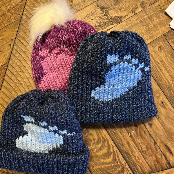 Newborn Baby Hat with Sweet Footprint Design - Circular Knitting Machine Pattern/Knitting Machine Pattern / Addi and Sentro knitting machine