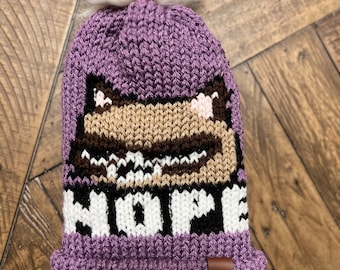 NOPE Katzen-Strickmütze Muster, Rundstrickmaschine (Digitales Muster)