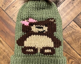 Teddy Bear Bow Hat Knitting Machine Pattern, Addi, Sentro (Digital Pattern)
