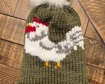 Chicken Hat Knitting Machine Pattern for Addi, Sentro 46, 48 Pin (PDF Pattern)