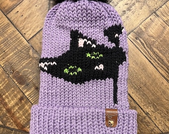 Black Cat Peeking Hat Knitting Machine Pattern (Digital Download)