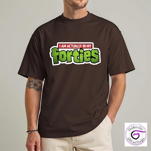 Retro 80s 90s Style T-Shirt |I'm Actually in My Forties | Bold Cartoon Font | Funny Nostalgia Birthday Tee for 80s Kids