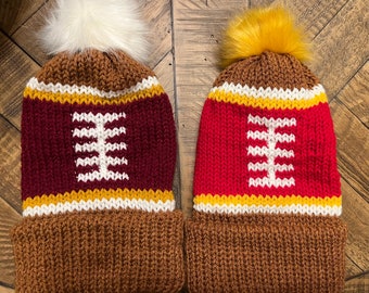 Football-Inspired Hat Pattern Team Colors Football Design, Addi 46 Pin & Sentro 48 Pin Circular Knitting Machines, Knitting Machine Pattern
