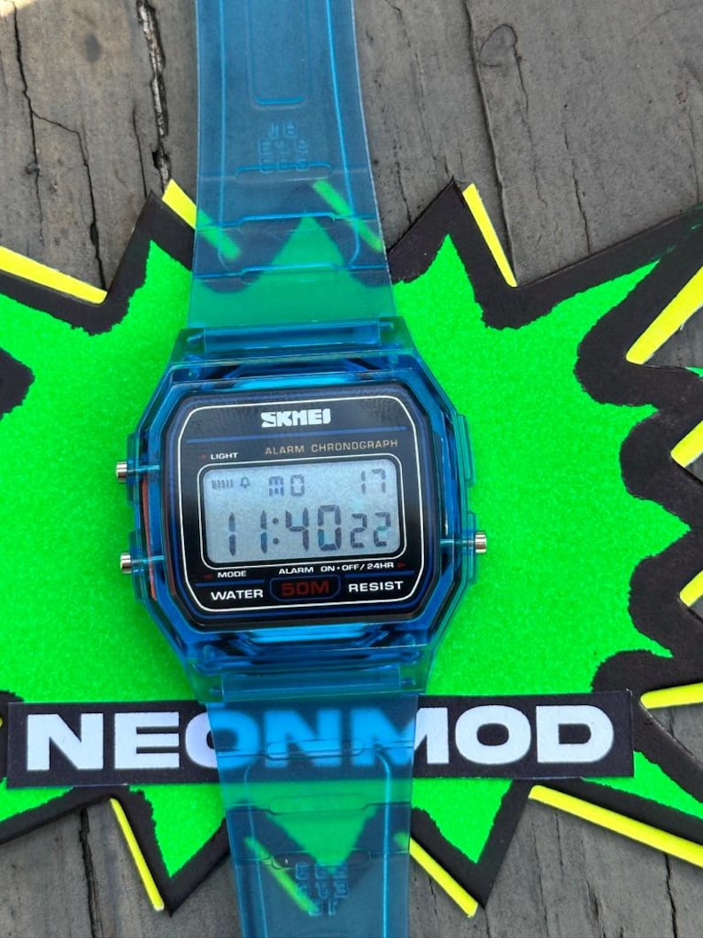 Holographic Digital Watch Star Field - Blue Transparent Jelly Watch - SKMEI Glitter Holo Mod afbeelding 2