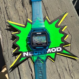 Holographic Digital Watch Star Field - Blue Transparent Jelly Watch - SKMEI Glitter Holo Mod afbeelding 3