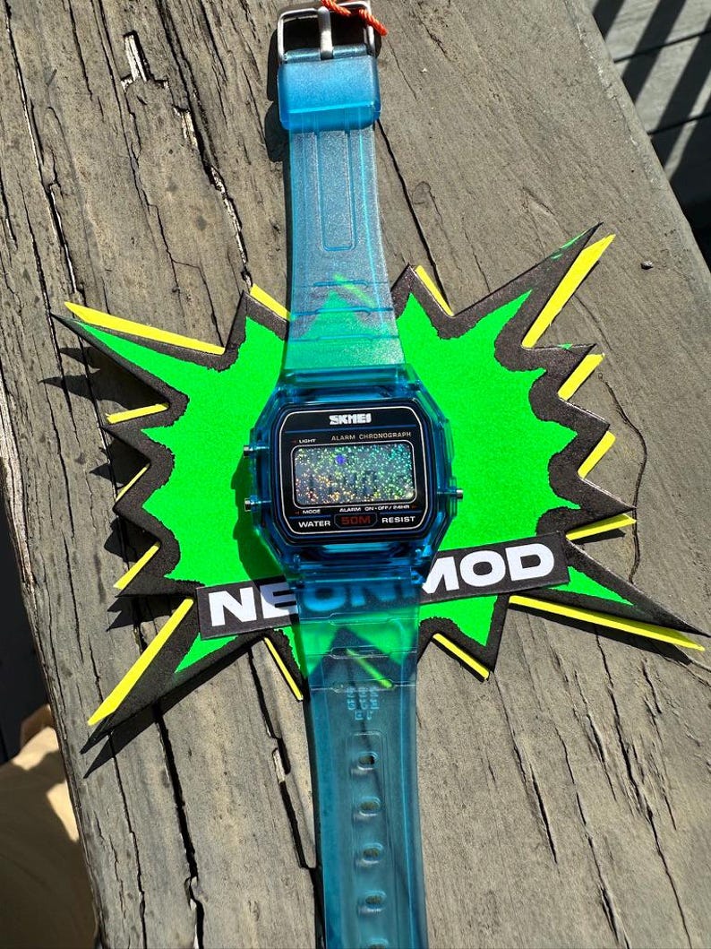 Holographic Digital Watch Star Field - Blue Transparent Jelly Watch - SKMEI Glitter Holo Mod afbeelding 3