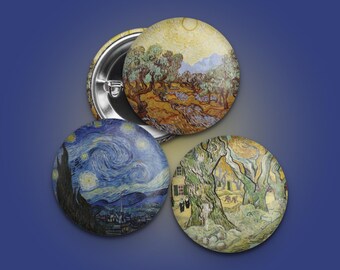 Van Gogh Places, 1,25" button 3-pack • Sterrennacht en landschappen • Flair kunstbadge