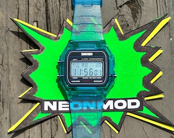 No Mod Blue Translucent Digital Watch Custom Request