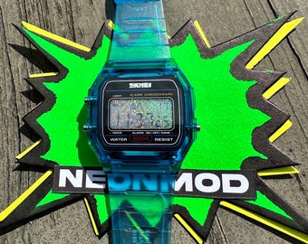 Holographic Digital Watch Star Field - Blue Transparent Jelly Watch - SKMEI Glitter Holo Mod