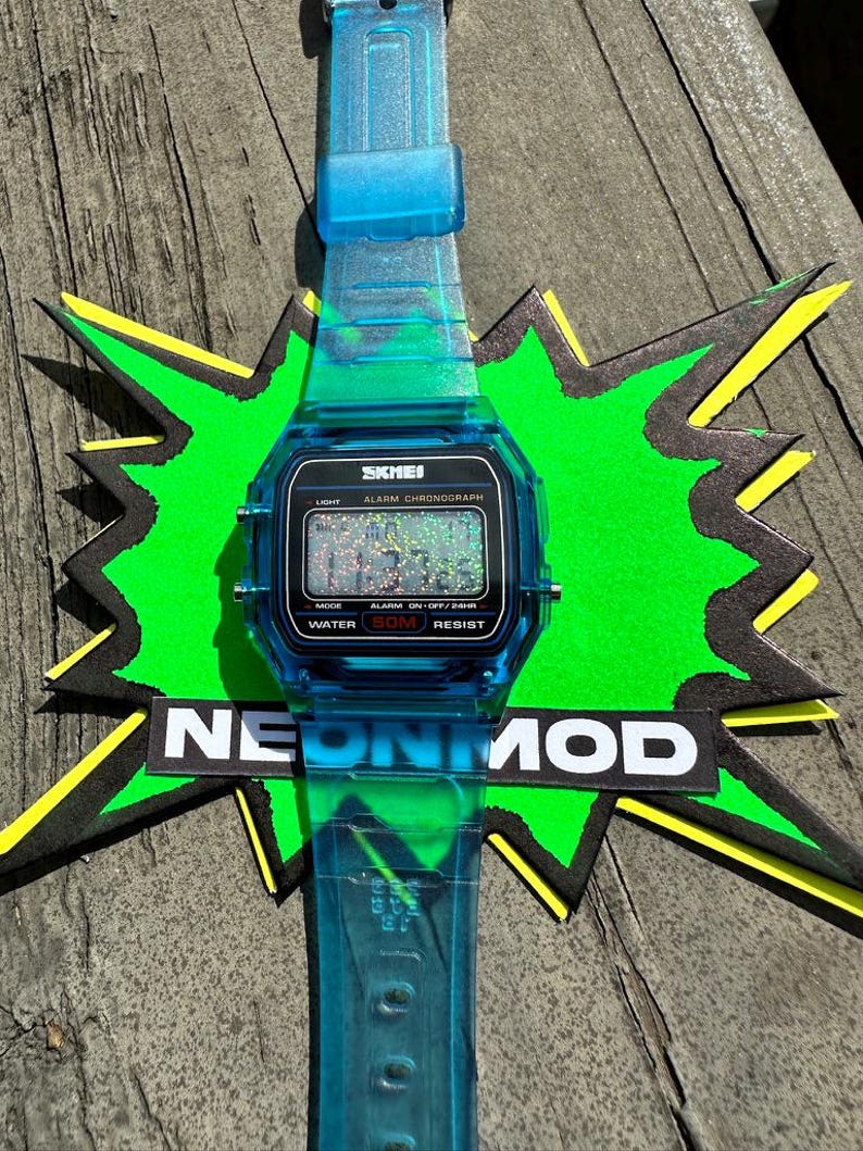 Holographic Digital Watch Star Field - Blue Transparent Jelly Watch - SKMEI Glitter Holo Mod afbeelding 1