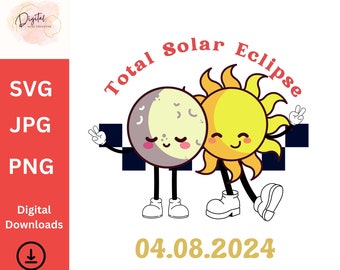 Eclipse solar total de 2024 (archivos SVG y PNG) (descarga digital)