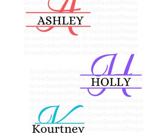 Alfabeto monograma dividido SVG, archivos de corte de silueta Cricut (descarga digital)