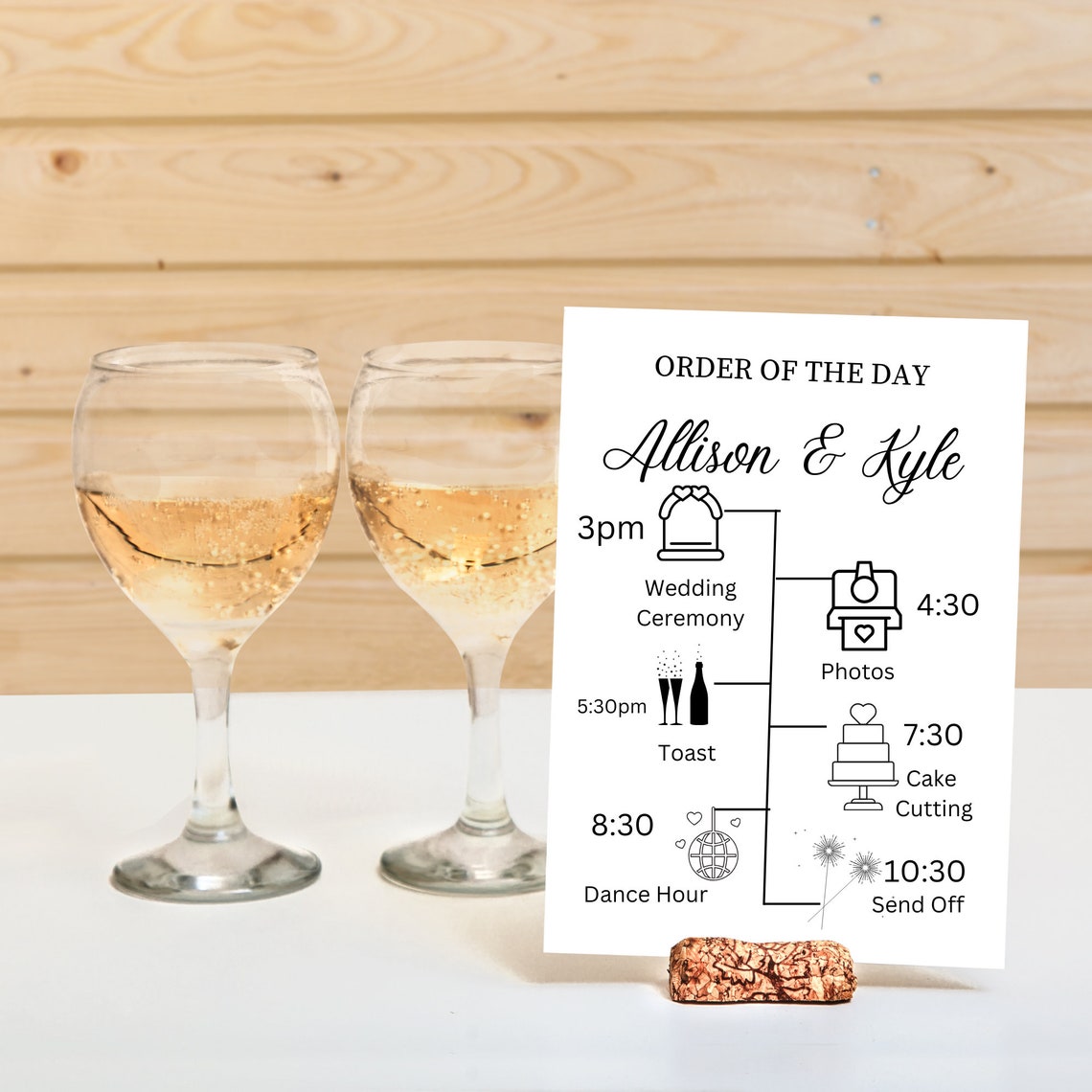 Wedding Timeline Card Template | Wedding Icons Svg | Editable Printable ...