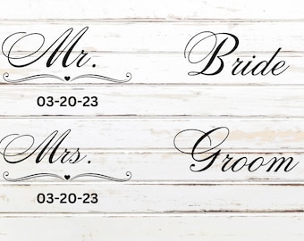 Boda de la señora y el señor SVG, copas de champán y vaso de vino (descarga digital)