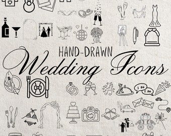 Iconos de cronología de boda dibujados a mano / SVG, PNG (descarga digital)