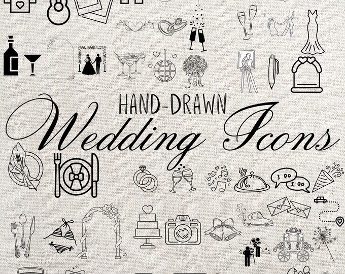 16 Hand Drawn Wedding Timeline Icons | SVG PNG JPG Files | Wedding Clip ...