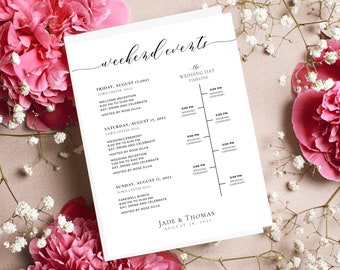 Planificador de línea de tiempo de boda minimalista de bricolaje