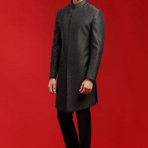 Black Embroidered Fusion Indo Western Sherwani Set For Groom Wedding Royal look and For Best man