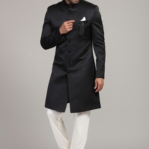 Black Classic  Sherwani Set for Wedding Royal look for Men & Boys Achkan Designer Marriage wedding